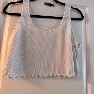 PrettyLittleThing White Ribbed Crop Tank Top